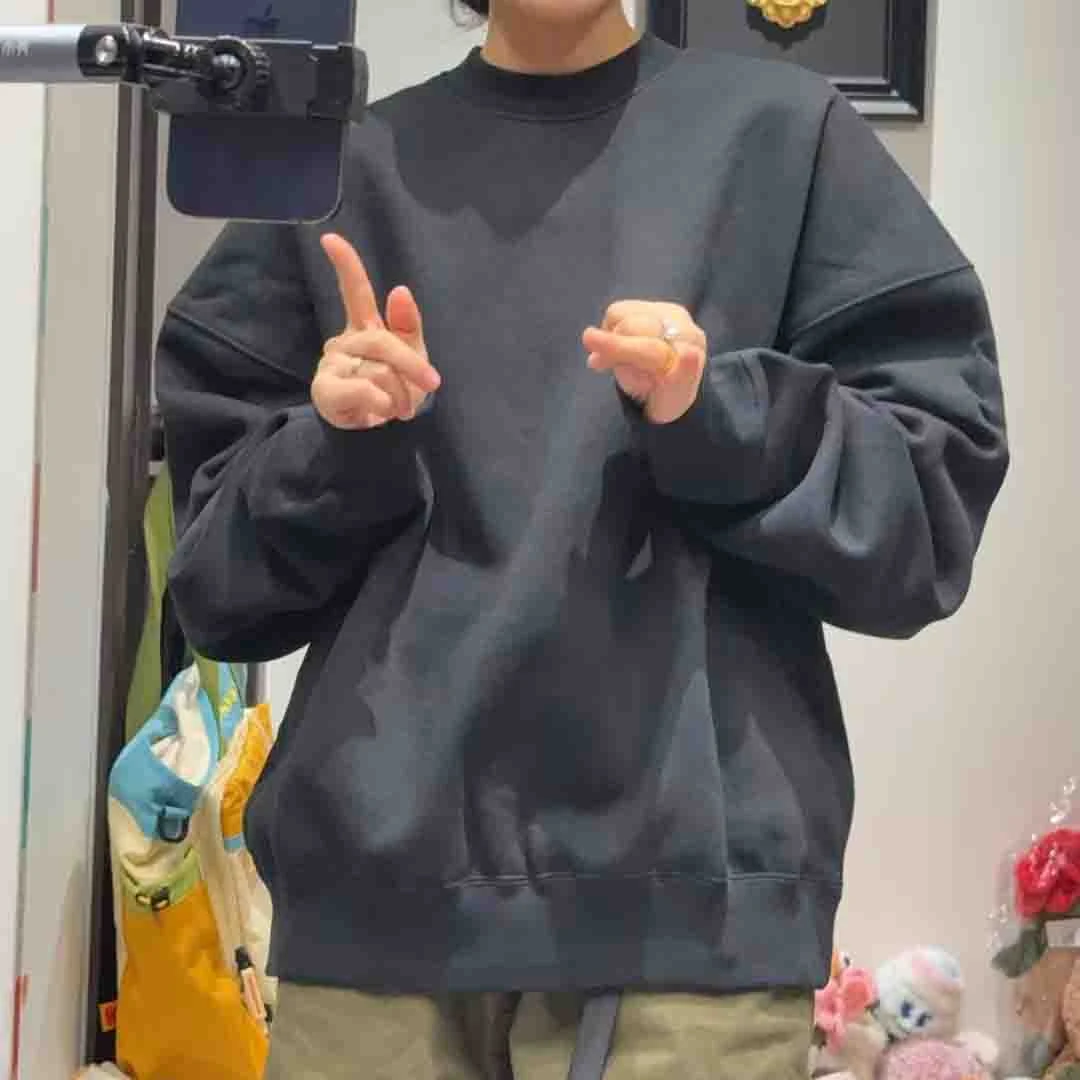 圆领加绒拉毛卫衣男女情侣外穿