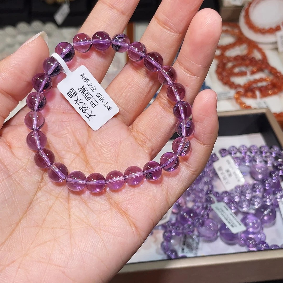 水晶未镶嵌手链巴西紫8m