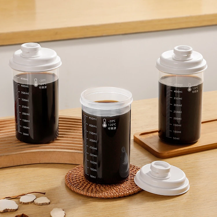 简约带刻度耐高温水杯密封带盖果汁麦片杂粮多用收纳瓶神器