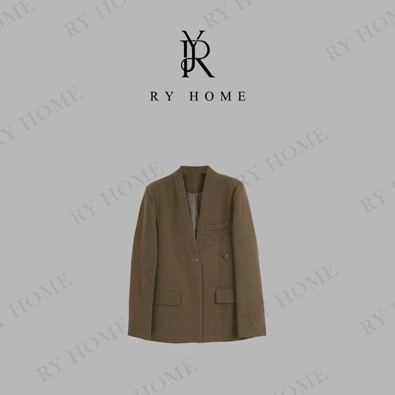 【容雨RYHOME】亚麻莱赛尔混纺立体花边飘带麻感西装外套 253W2375