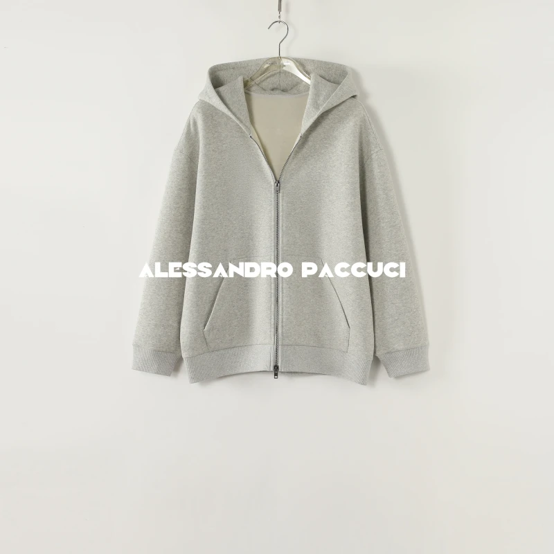 AP洛哥53137WT【长款空气卫衣】绵羊毛+棉连帽双拉链头时尚休闲卫衣