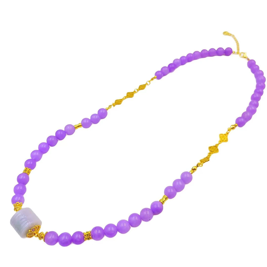 冰紫设计款路路通轻奢项链X437-赠包装合金