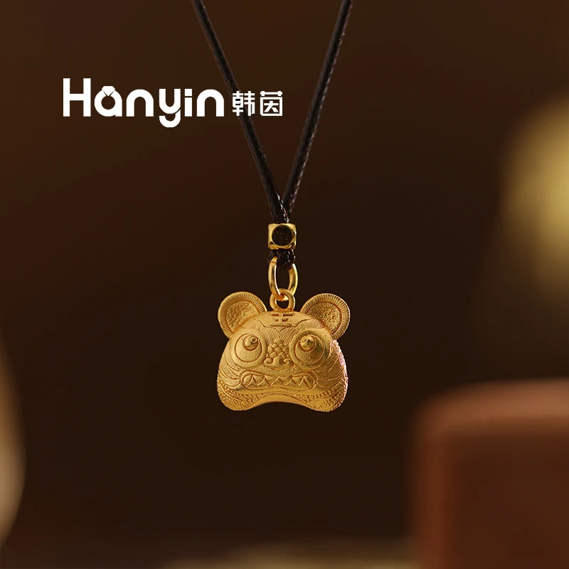 铜合金皮质项链 时尚百搭金虎送福小老虎抽拉项链经典大气饰品