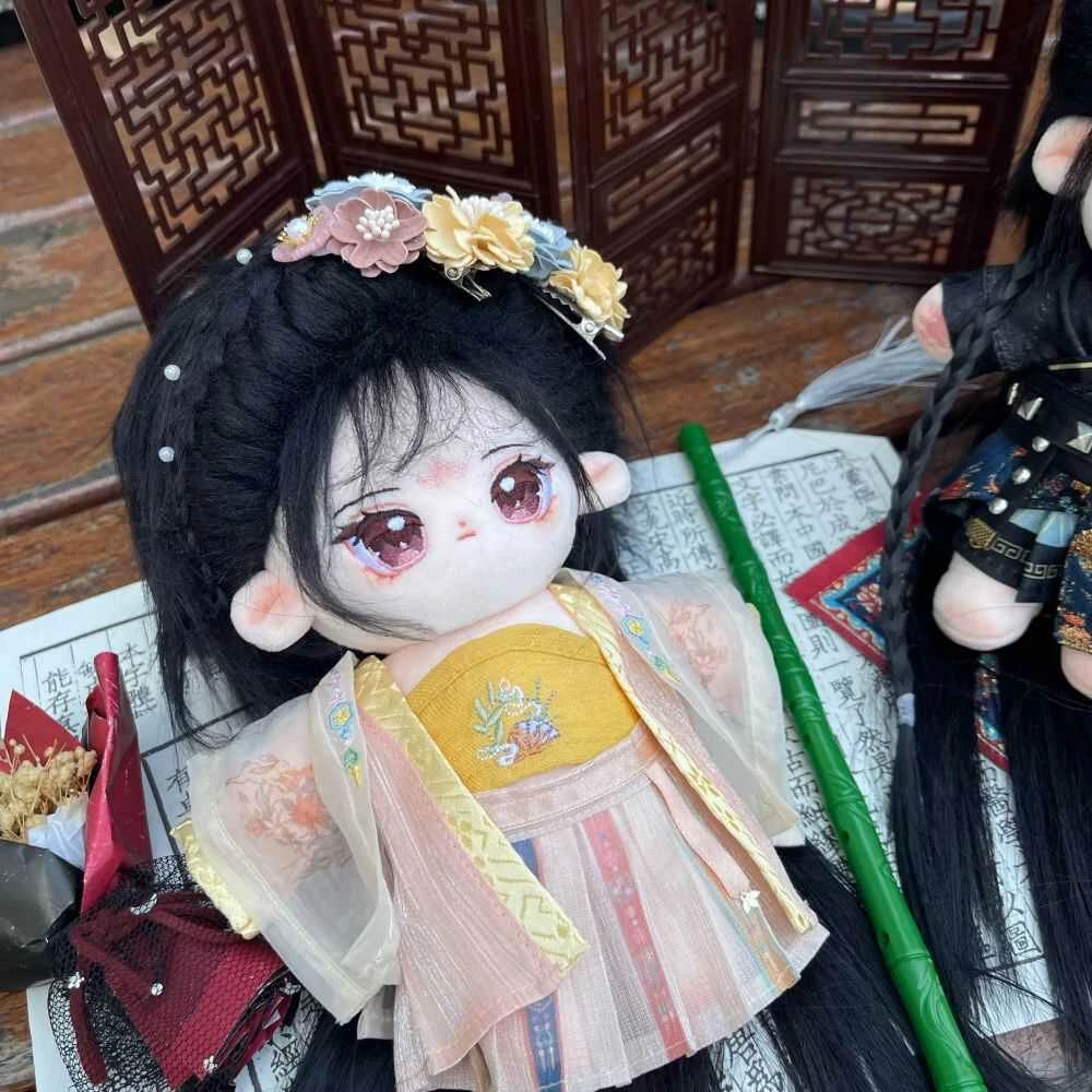 漫可布正版20CM无属性棉花娃娃炸毛拼接高温丝古风女娃正常体黑玫