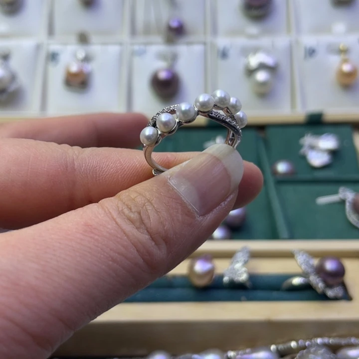 淡水珍珠戒指合金