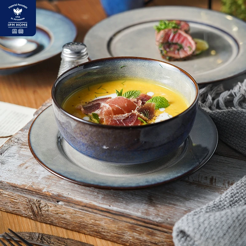 【LOMONOSOV俄皇】ipmhome餐具6件套轻奢高端餐盘饭碗礼盒套一人食
