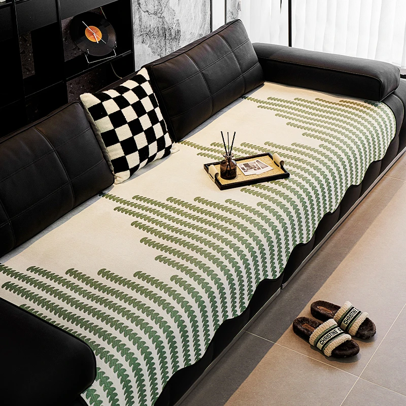 麦颜雪尼尔劳伦斯直排皮沙发专用四季通用沙发垫2025新款防滑垫子