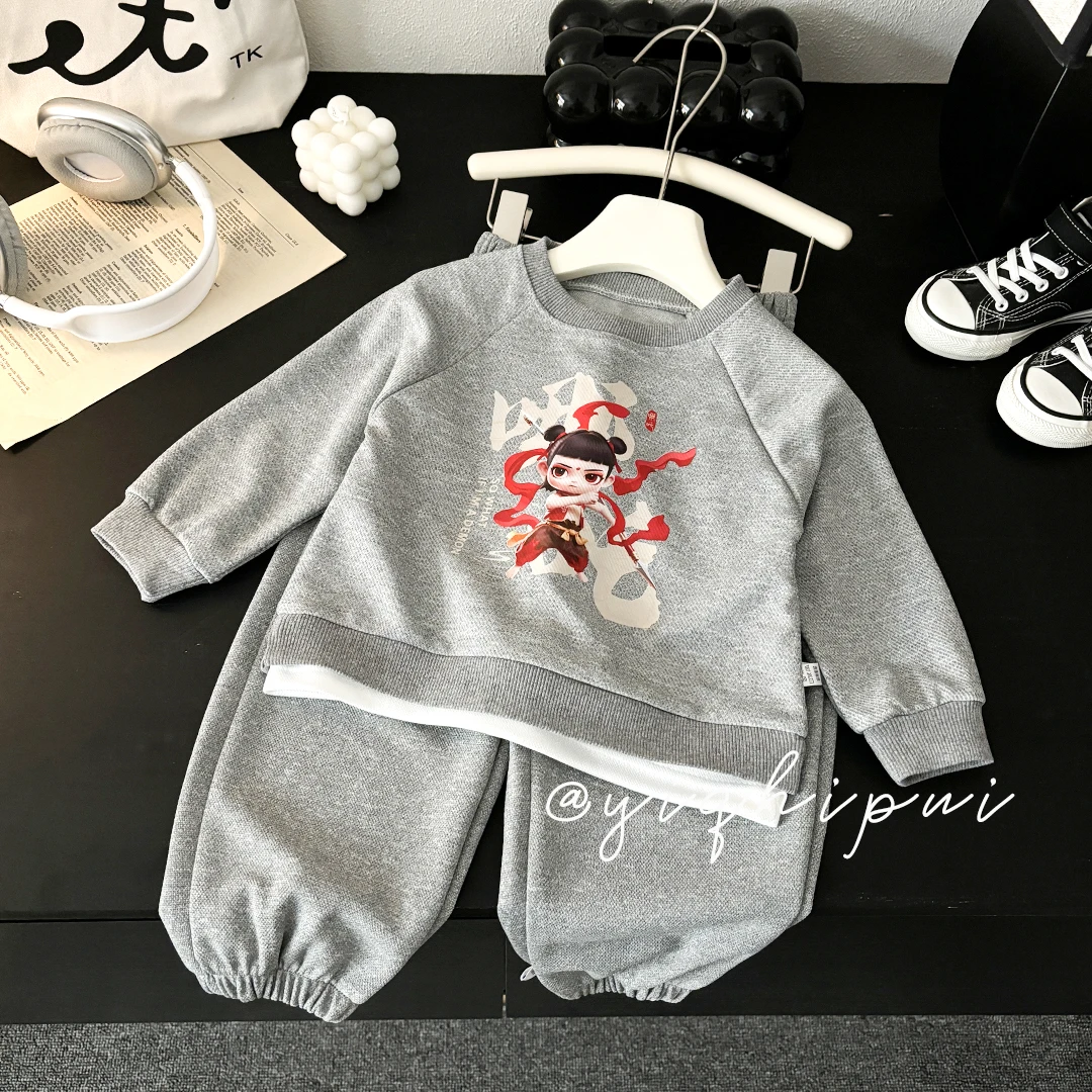 【爆款福利】男童女童春秋装童装套装痞帅洋气长袖春秋休闲两件套