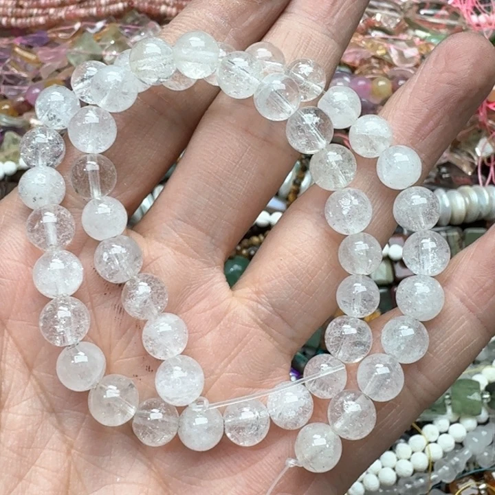 未镶嵌玛瑙/玉髓珠宝半成品一条8mm白水晶