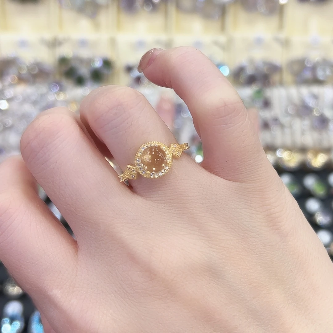 戒指黄晶银S925镶嵌