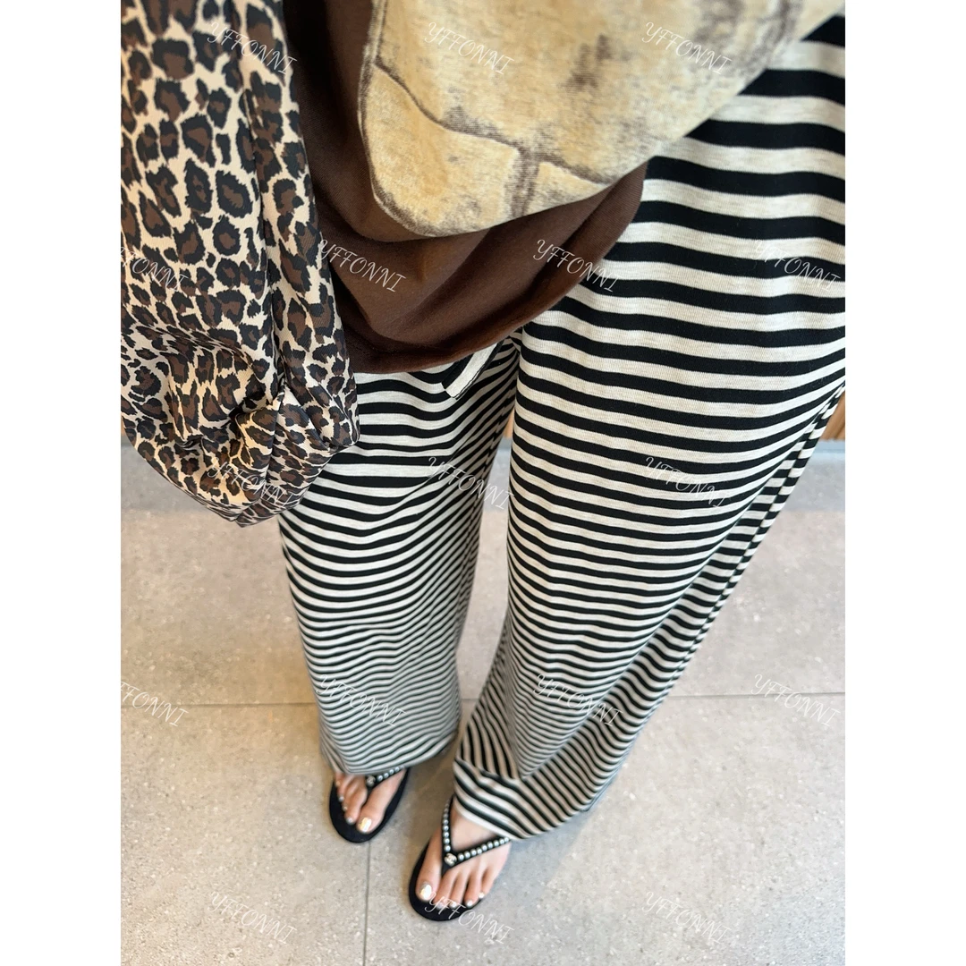 【YFONI】夏季冰感条纹休闲裤