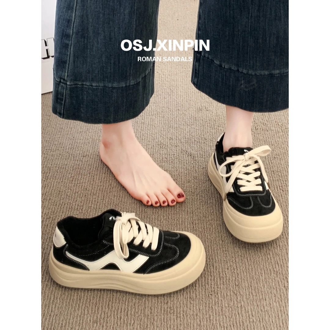 厚底德训鞋女款2025秋冬季新款设计感小众加绒阿甘鞋子休闲运动鞋