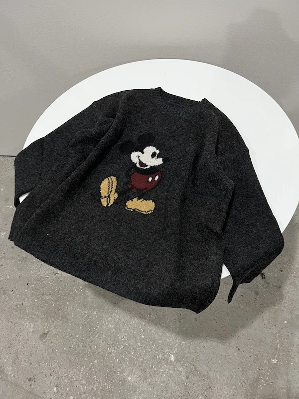 [杨英家]复古米奇落肩韩版休闲宽松百搭针织毛衣3525