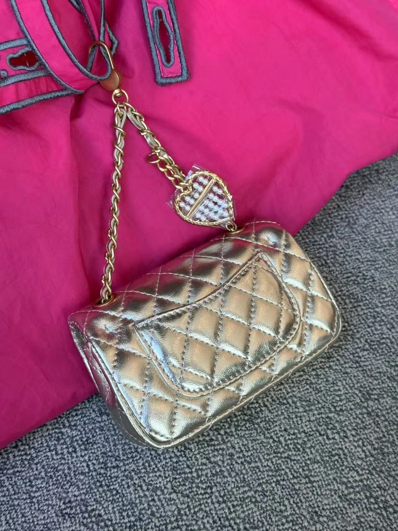 【醉念安夕】12cm金色菱格小方包