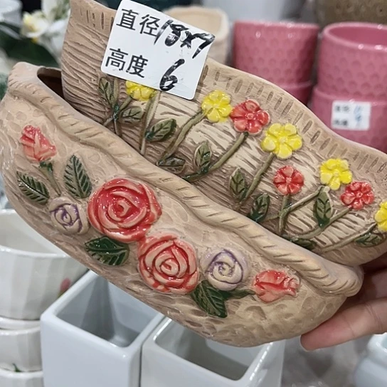 多肉绿植陶瓷花盆9.9包邮，有孔