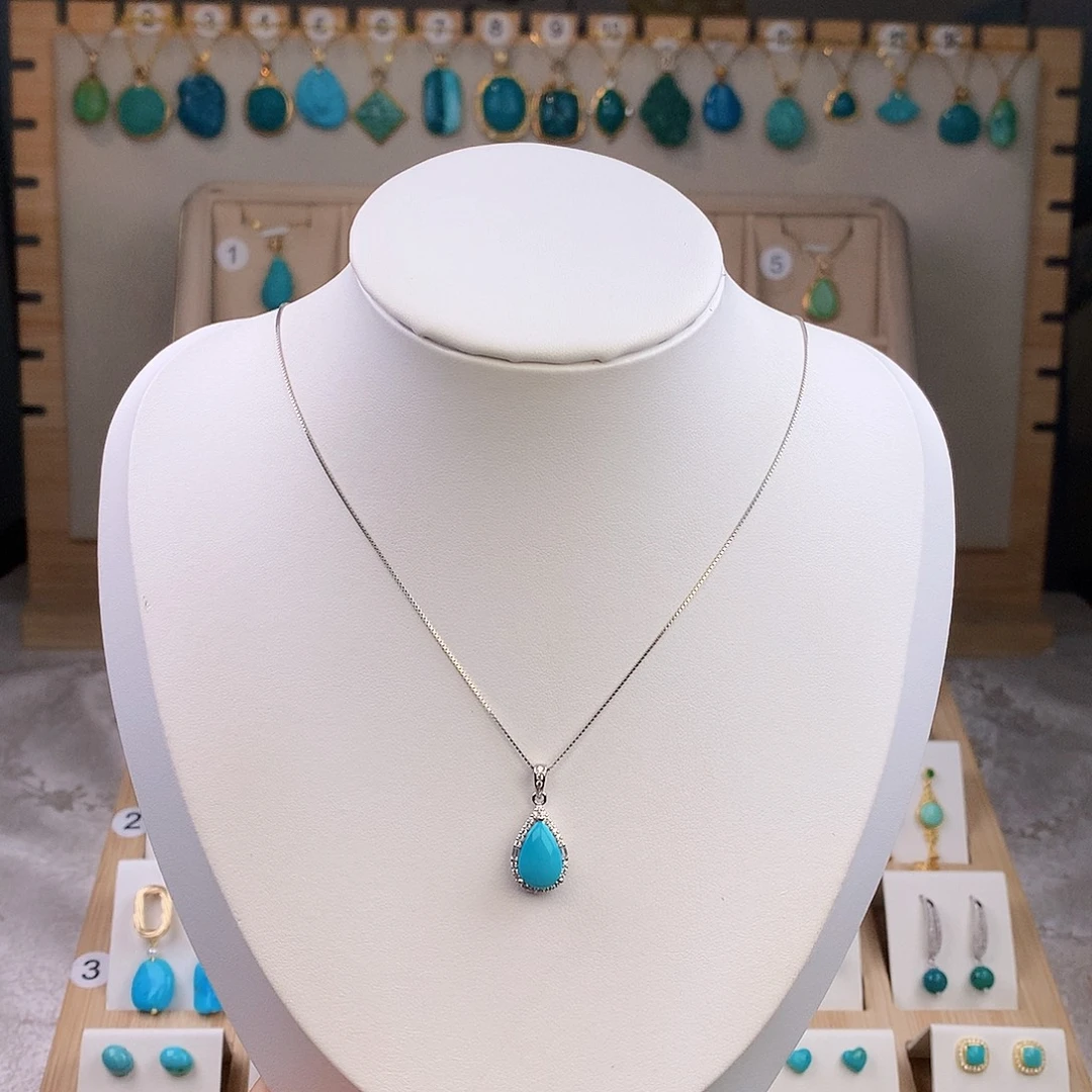 绿松石银S925镶嵌颈饰