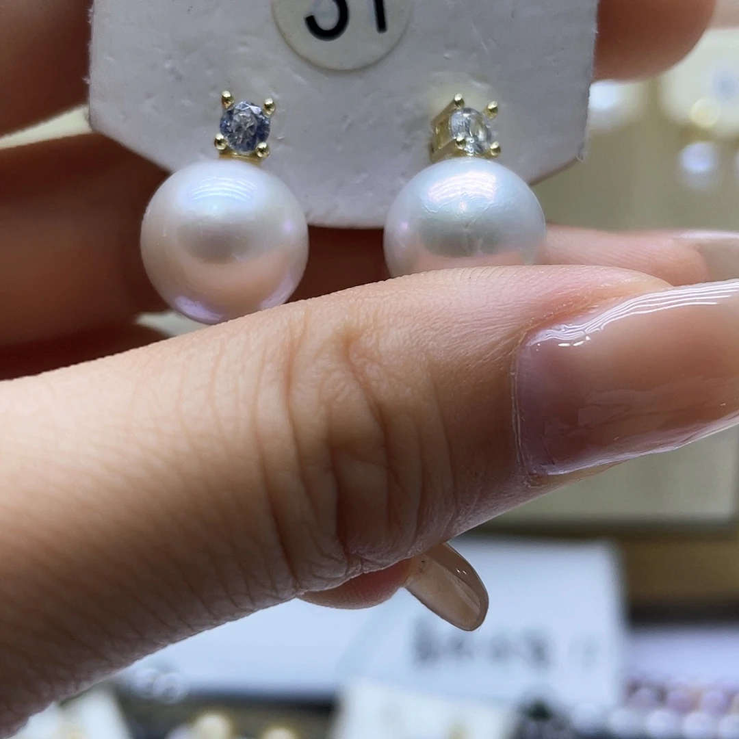 淡水珍珠耳饰银S925镶嵌