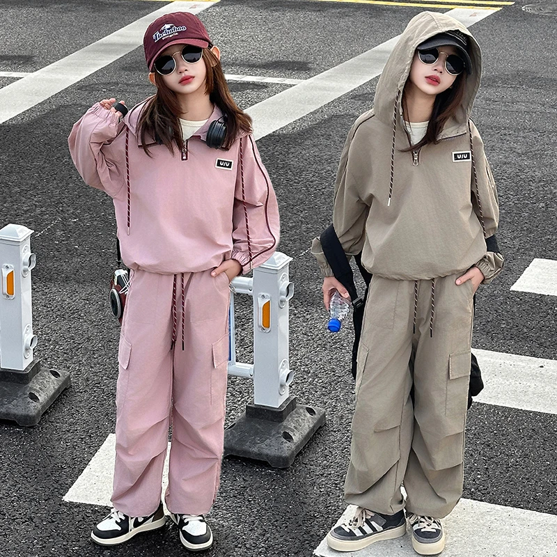 女童套装春秋款2025新款儿童洋气时髦卫衣中大童休闲运动两件套潮
