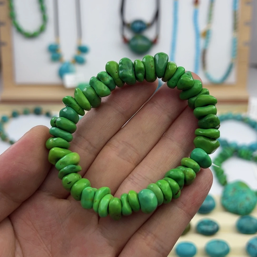 菜籽绿玉化藏扣手串