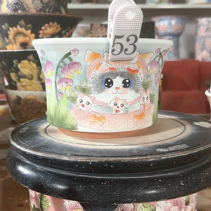 景德镇手绘花盆 满38包邮