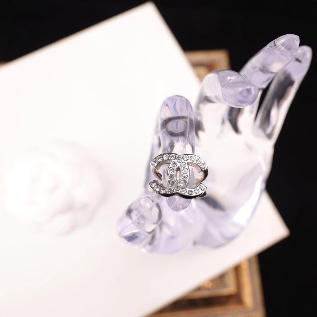 95新 Chanel/香奈儿 柚礼中古/香奈儿双C满钻戒指lz512208