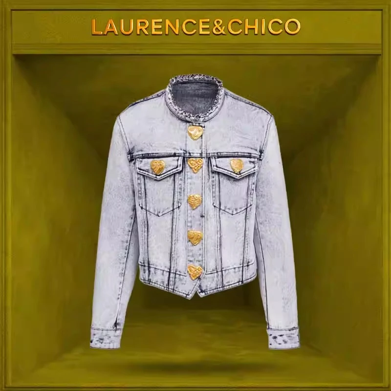 LC化石扣水洗牛仔短外套C4AD10116017