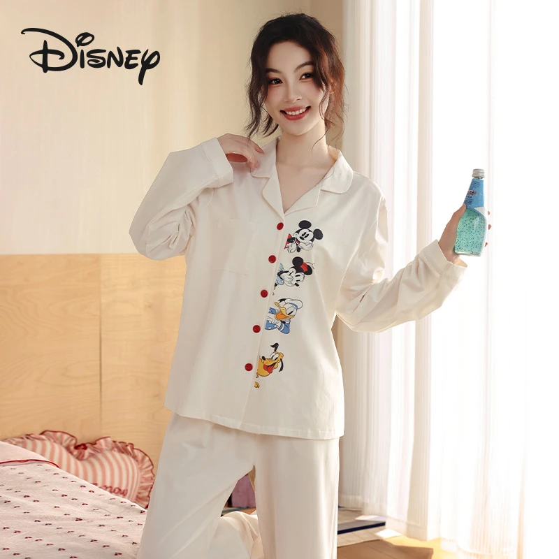 Disney/迪士尼26年秋季新款米奇印花纯棉可外穿女睡衣家居服套装