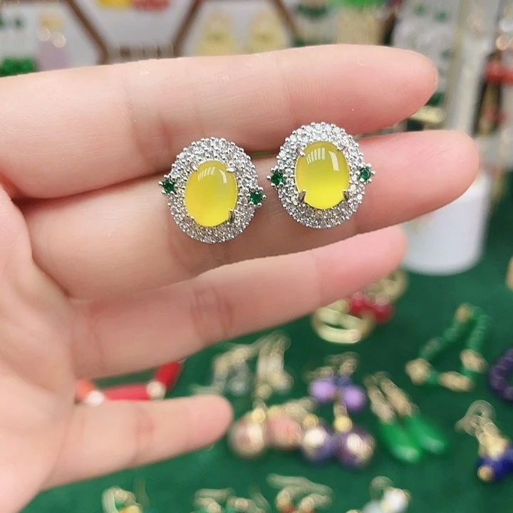 玛瑙/玉髓耳钉合金