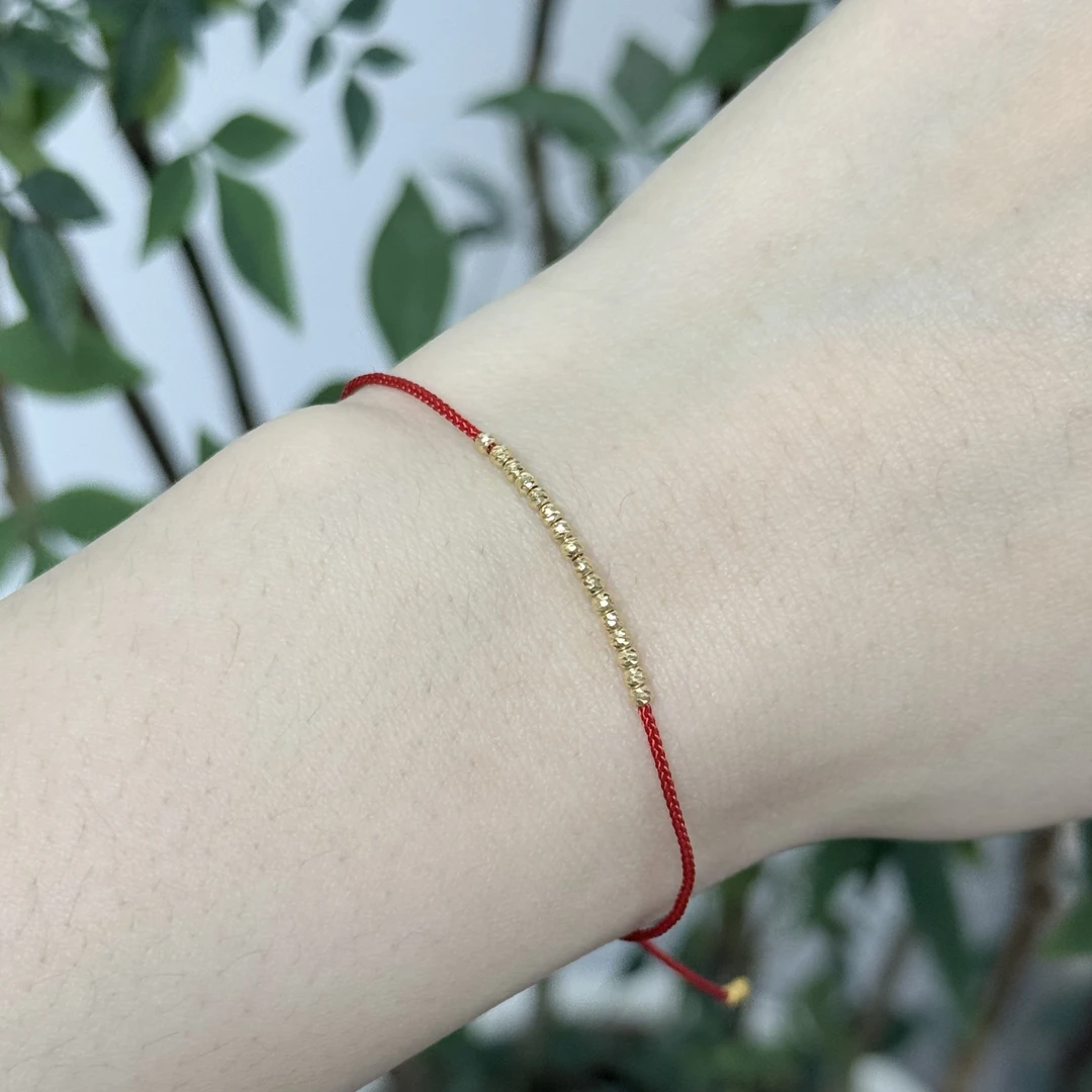 【珍珍严选】18K金珠波点红绳-HJSS273