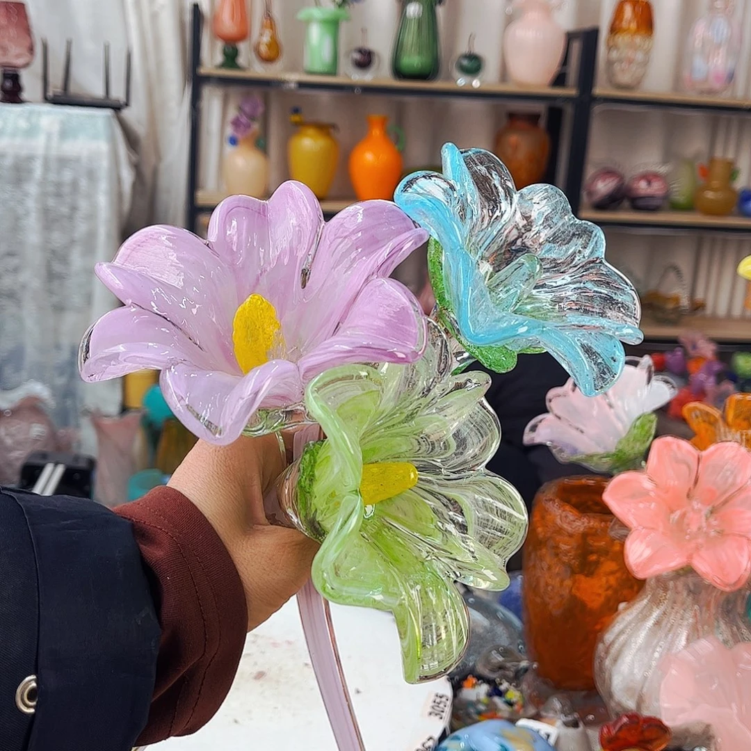 3朵百合福利家悦琉璃工艺品