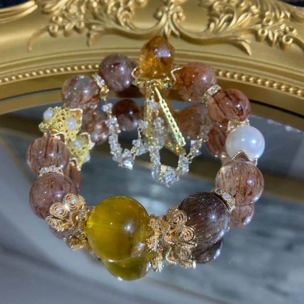 [低调千金]黑金超七独one无two美拉德色系水晶手串多样发其一