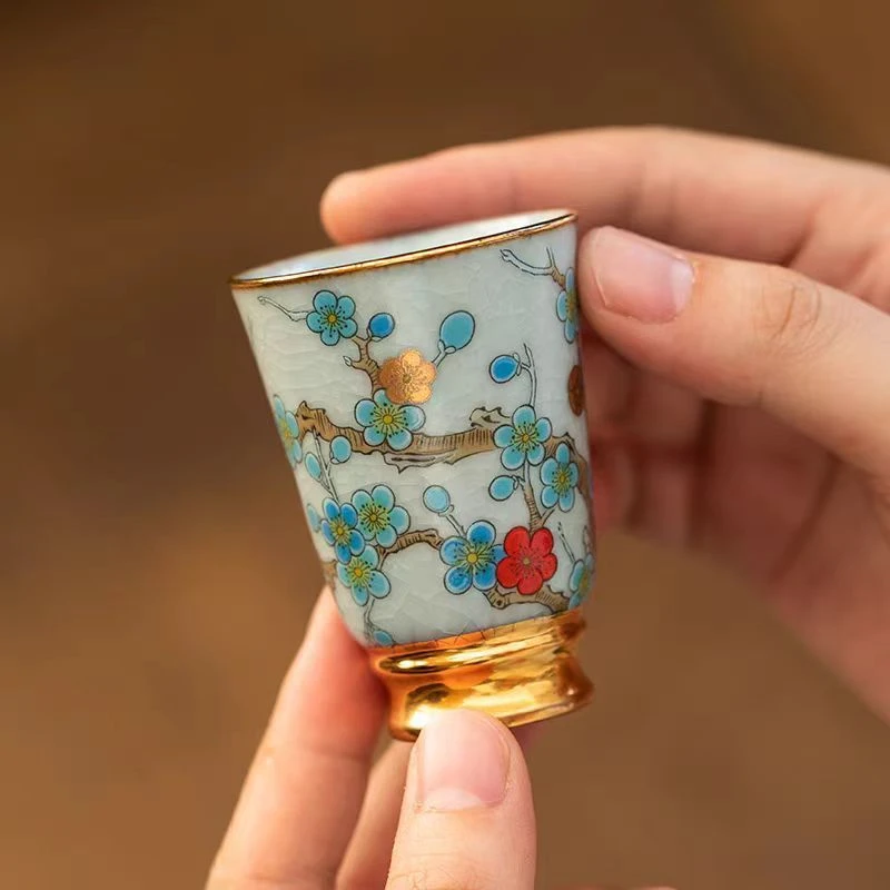 汝窑茶杯高足复古闻香杯个人专用高档陶瓷功夫茶具品茗杯主人杯