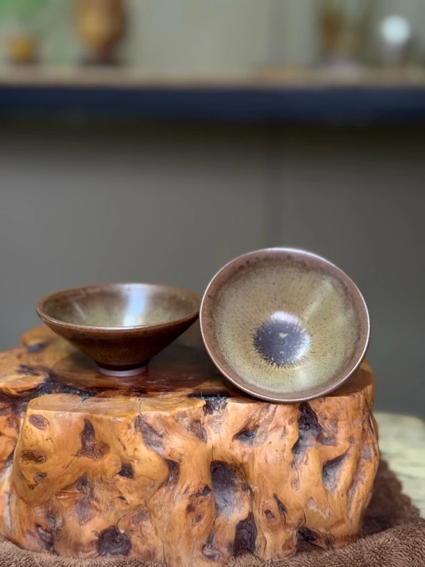 非遗【斗笠杯】经典斗笠杯纯手工制作客人杯新店福利款深棕咖色茶杯