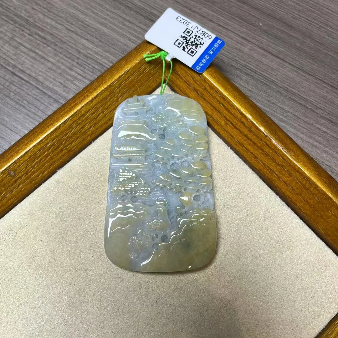 天然翡翠山水吊坠DY@@60B7J13023