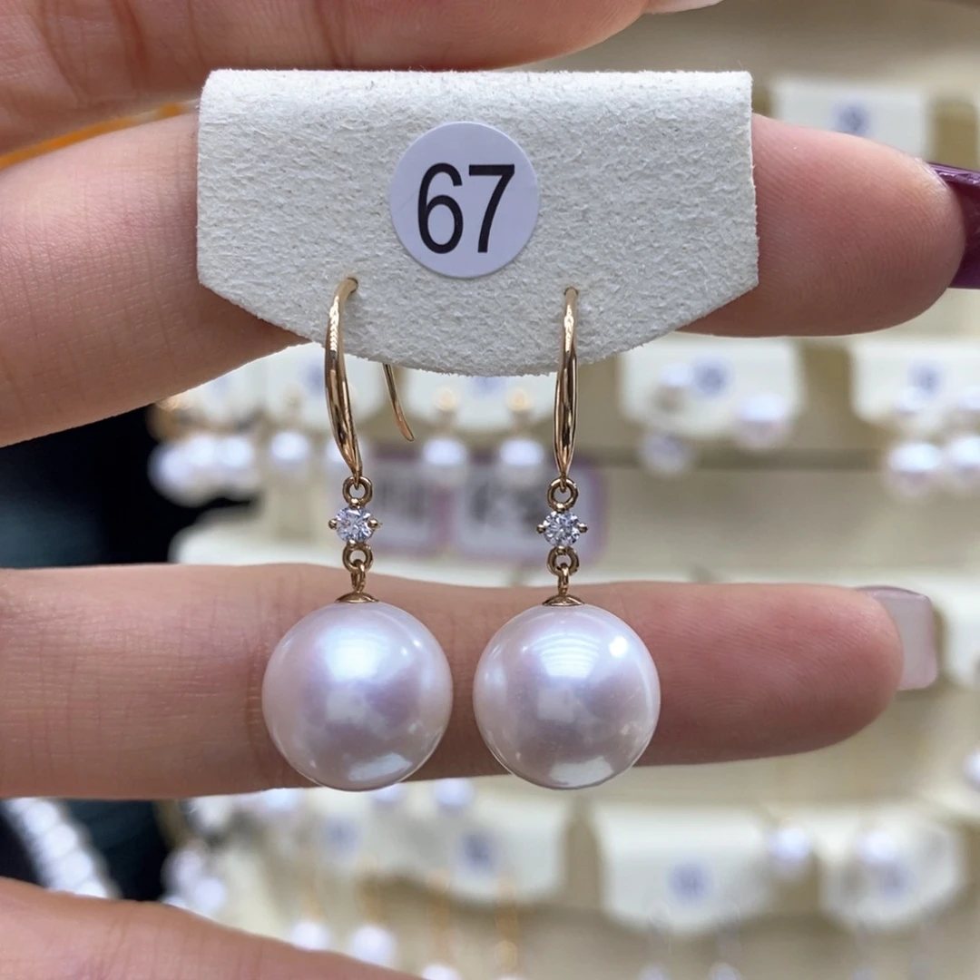 淡水珍珠耳饰18K金镶嵌