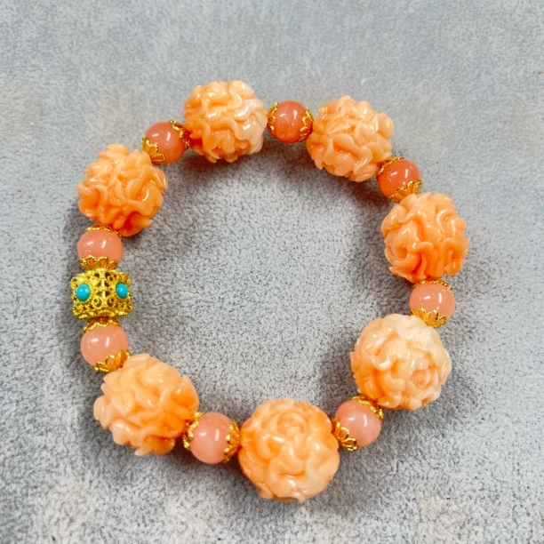 M034-橘色雕刻手串