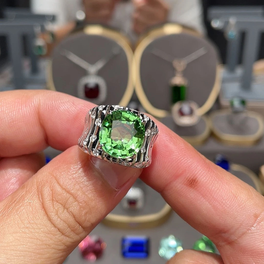 碧玺戒指18K金镶嵌7.38ct