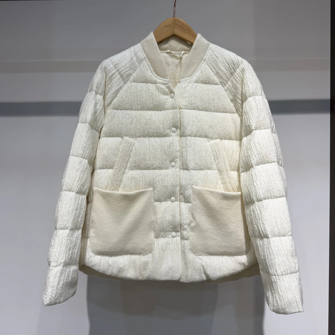 【萨拉迪恩】90白鹅绒 设计师大牌经典高端羊毛短款鹅绒服外套女