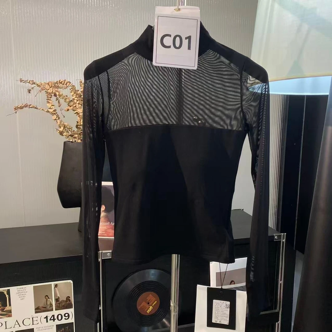 【编号C01】新款轻奢百搭潮牌女韩版圆领上衣Z7116