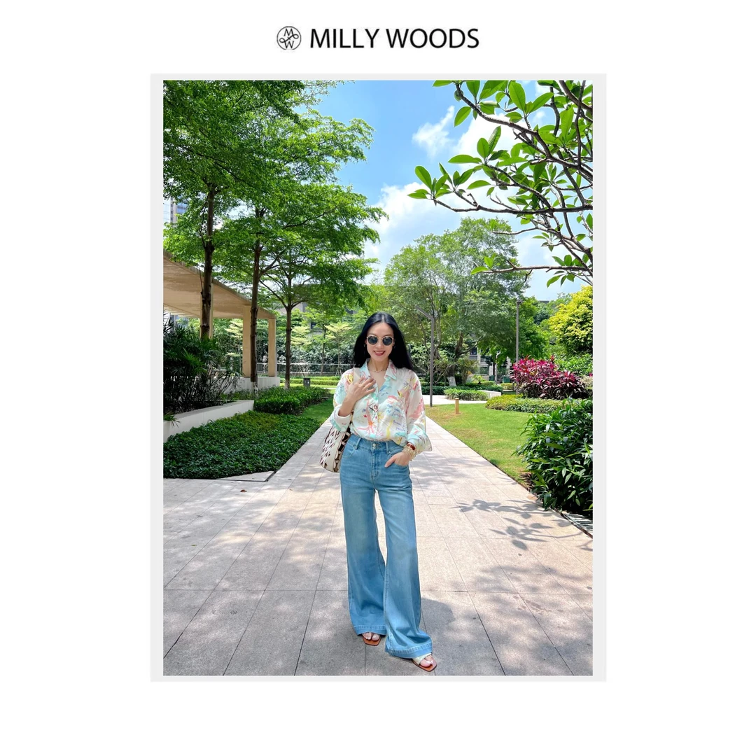 微喇高腰显瘦弹力牛仔裤