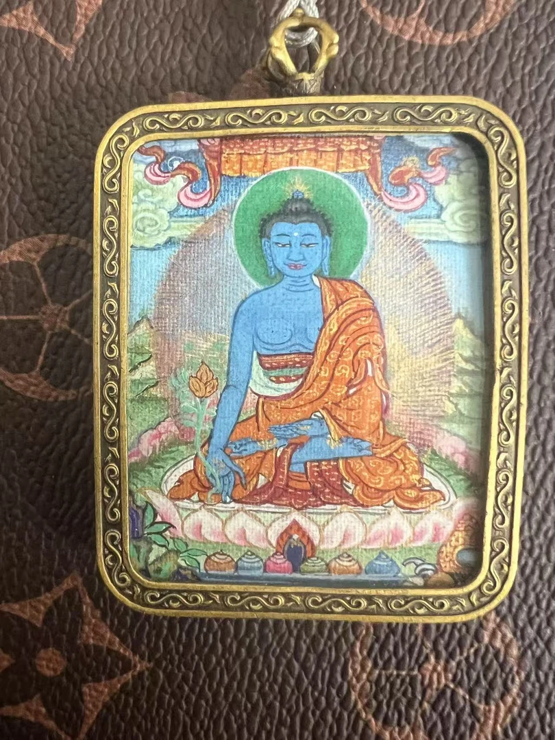 西藏纯手绘药师纯矿物料收藏级唐卡