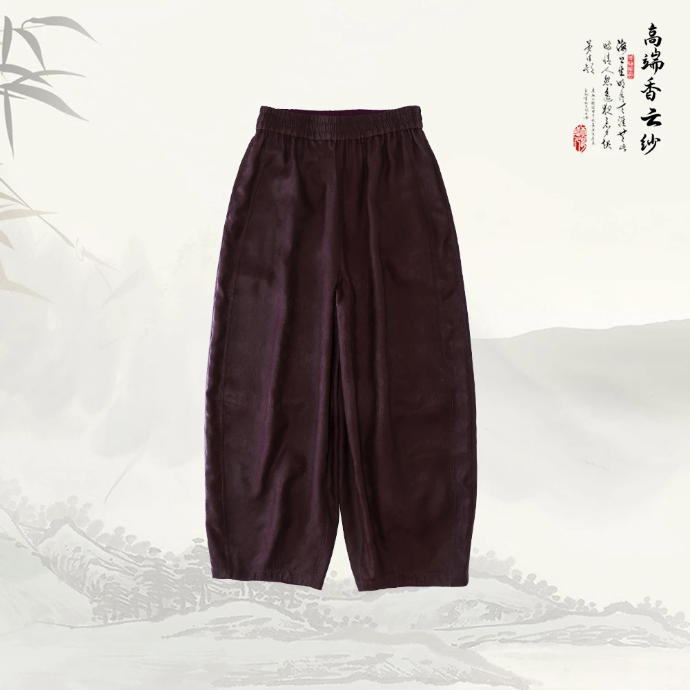 新款香云纱舒适复古气质宽松大版裤子516289