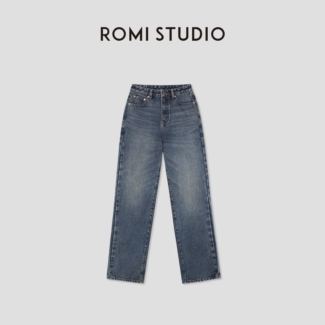 ROMI STUDIO“复古丹宁”100%牛仔棉高士线直筒牛仔裤 RW24AX80970