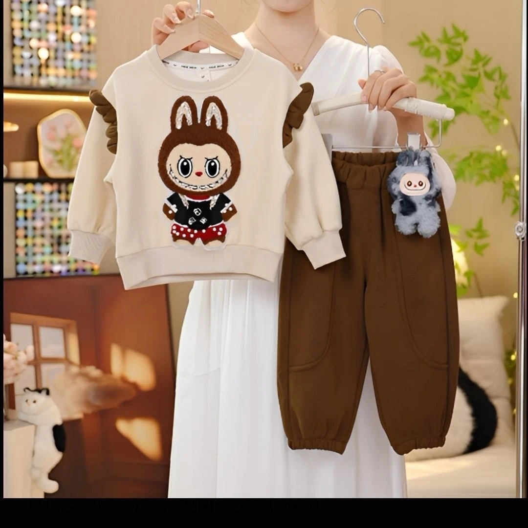 休闲风春秋女卡通动漫秋季套装套头常规甜辣风少女风