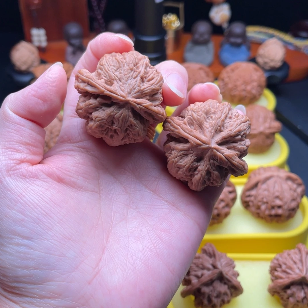 文玩核桃把件43粗筋白茬