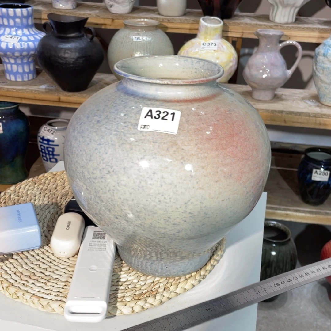 蓝****白泥花瓶景德镇陶瓷艺术