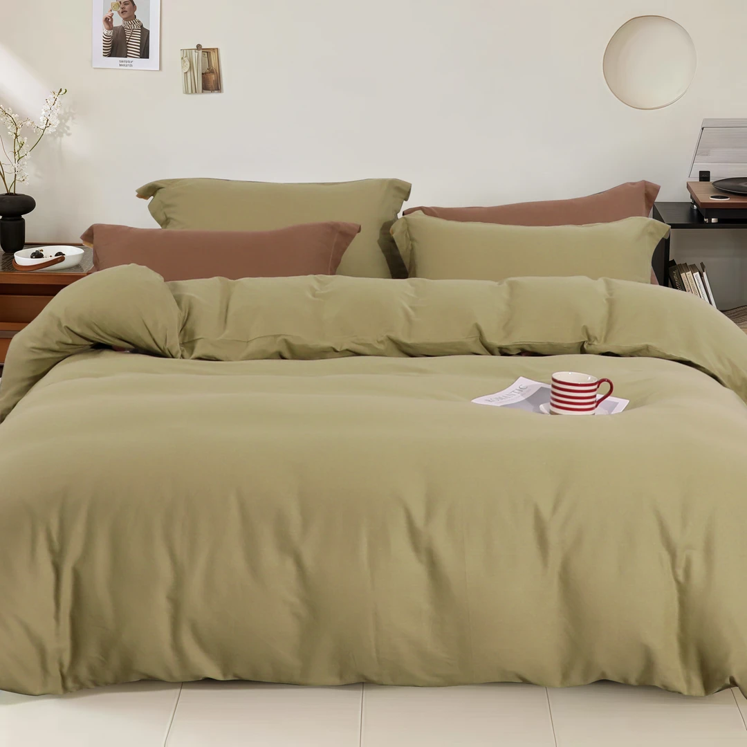 希美素色双层纱四件套