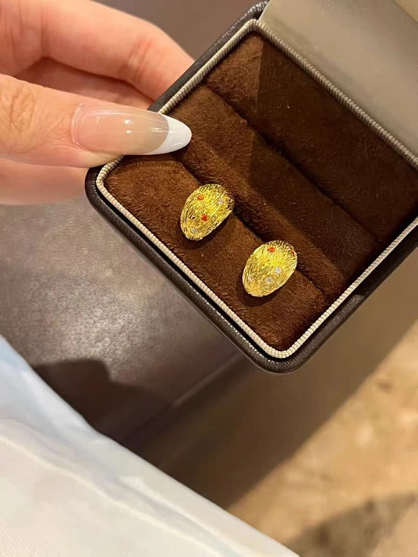 铜合金合成锆石耳饰 铜合金拉丝耳钉 重工复古轻奢耳钉（57060）