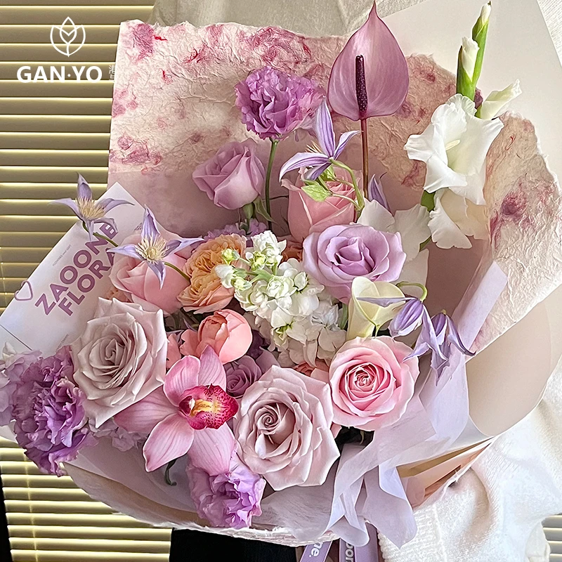 港与原创 云锦肌理纸鲜花花束包装纸手撕东巴纸花艺包花纸diy材料