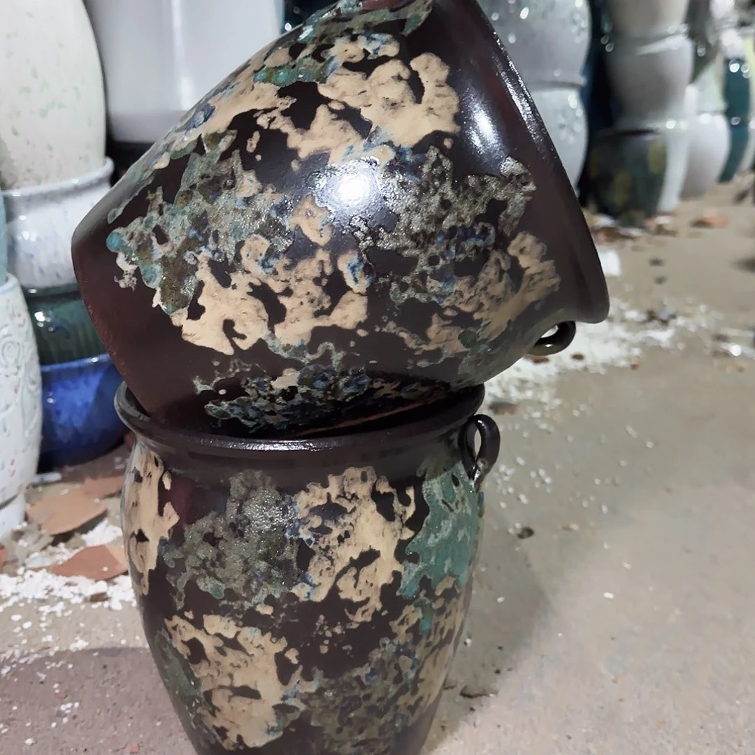 紫砂花盆高21口19